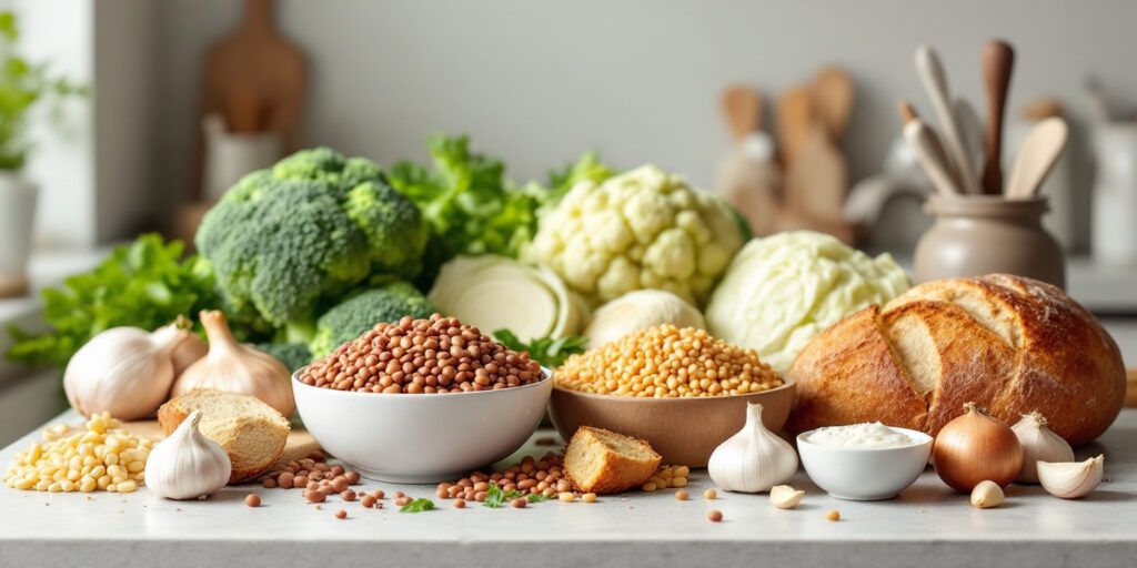 Alimente care pot produce gaze intestinale: leguminoase, varză, ceapă, pâine și lactate.