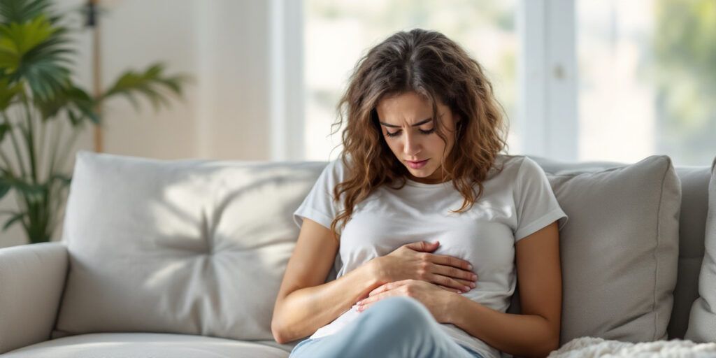 Persoană cu disconfort abdominal persistent, balonarea și gazele intestinale cer evaluare medicală.